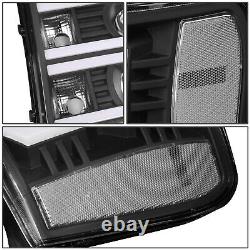 Fit 07-14 GMC Sierra Custom LED U-Light Bar DRL Projector Headlight Black/Clear