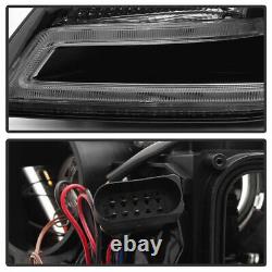 Fit 09-12 Audi A4 B8 Black DRL Halo LED Projector Light Bar Headlights Lamps