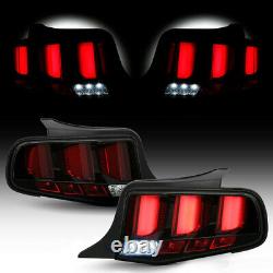Fit 10-12 Ford Mustang Red LED Tube Sequential Bar Tail Light Brake Lamp Black