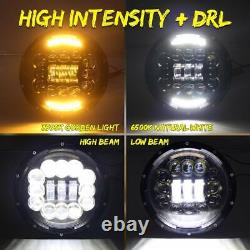 Fits Land Rover Defender 90 110 130 7inch LED Headlight Halo Angel Eye DRL Light