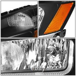 For 03-07 Honda Accord LED DRL Light Bar Black/Amber Headlight Lamps Replacement