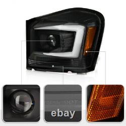 For 04-06 Dodge Durango BLACK LED Neon Tube C-Shape DRL Projector Headlight Lamp