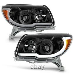 For 06-09 Toyota 4Runner BLACK LED Neon Tube DRL Projector Headlight L+R Lamp