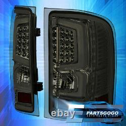 For 07-13 Silverado LED DRL Black Headlights Set + LED Tube Streak Tail Lights