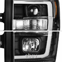 For 08-10 Ford F250 F350 F450 Superduty Black LED DRL Tube Projector Headlight