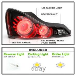 For 08-15 Infiniti G37 / Q60 Coupe 3D LED Bar Tube Tail Light Brake Lamp BLACK