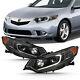 For 09-14 Acura Tsx Cu2 Led Light Tube Drl Projector Replacement Head Lamp Black