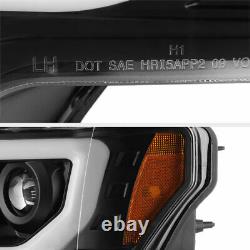 For 09-14 Ford F150 BLACK SwitchBack LED Neon Tube Halo DRL Projector Headlight