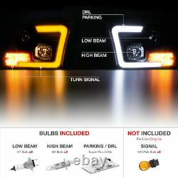 For 09-18 Dodge Ram Switchback LED DRL Signal Tube Projector Headlight Black L+R