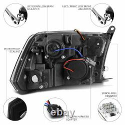 For 09-18 Dodge Ram Switchback LED DRL Signal Tube Projector Headlight Black L+R