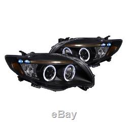 For 09-2010 Toyota Corolla LED DRL Projector Headlights Black Housing TRD Sport