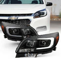 For 13-15 Chevy Malibu BLACK LED Neon Tube Halo DRL Projector Headlight L+R Lamp