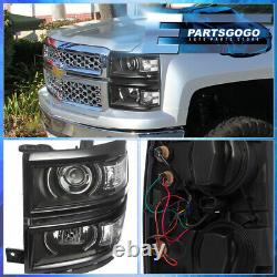 For 14-15 Chevy Silverado 1500 Black Housing Clear Projector LED DRL Headlights