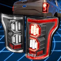 For 15-17 Ford F-150 3D LED DRL Black Clear Rear Tail Brake Light Parking Lamps