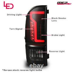 For 16-21 Toyota Tacoma Black/Smoke DRL LED Tube Tail Lights Rear Brake Lamps