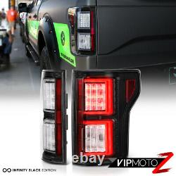 For 18-20 Ford F150 BLACK Tail Light 3D Dual Neon Tube LED Brake Signal Lamp