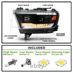 For 19-21 Dodge Ram 1500 Black SEQUENTIAL LED DRL SIGNAL Projector Headlight