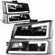 For 2003-2006 Chevy Silverado 3d Led Drl Headlights+bumper Lights Black Clear