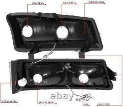 For 2003-2006 Chevy Silverado 3D LED DRL HeadLights+Bumper Lights Black Clear