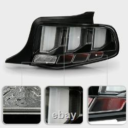 For 2010-2014 Ford Mustang Black Clear Sequential LED Tube Tail Light Brake Lamp