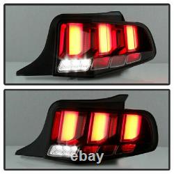 For 2010-2014 Ford Mustang Black Clear Sequential LED Tube Tail Light Brake Lamp