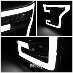 For 2015-2017 Ford F150 3d Led Drl Tube Running Light Bar Headlamps Black/clear