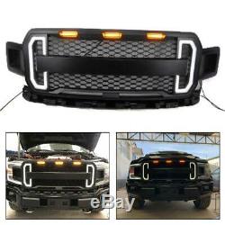 For 2018-2020 Ford F150 Raptor Style Matte Black Front Grille withLED DRL Light