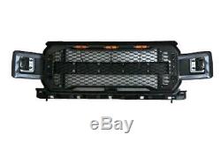 For 2018-2020 Ford F150 Raptor Style Matte Black Front Grille withLED DRL Light