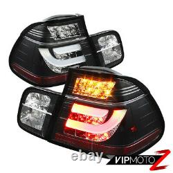 For 99-01 BMW E46 3-Series 4DR Tail Light Black LED STRIP Signal Brake Pair L+R