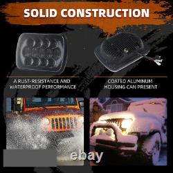 For Ford Jeep Land Rover 5X7 7x6 Inch LED Projector Headlight Headlamp DRL