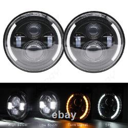 For Ford Mustang 1965-1978 7 INCH Round LED Headlights Halo DRL Angel Eyes Pair