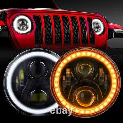 For Ford Mustang I II 1965-1978 2PCS 7 LED Headlight Halo Ring DRL Turn Signals