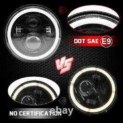 For Land Rover Defender 90 110 130 7-inch LED Headlight Halo Angel Eye DRL Light