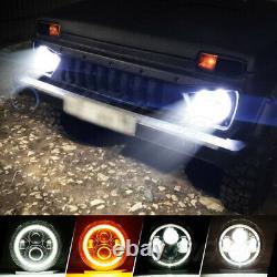 For Land Rover Defender 90 110 130 7inch LED Headlight Halo Angel Eyes DRL Light