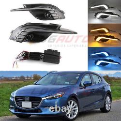 For Mazda3 Axela 2017-2018 LED DRL Daytime Light Fog Head Lamp With Yellow Turn
