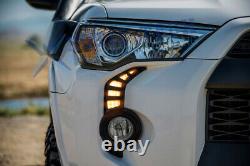 For Toyota 4Runner 2014-2021 LED DRL Fog Light Bezel Kit White/Amber Sequential