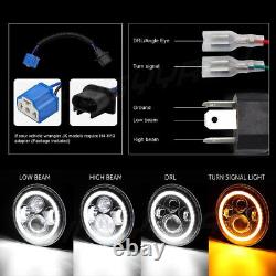 For Toyota FJ Cruiser 7 Inch LED Headlights Amber Halo Lights DRL Turn Light 2x
