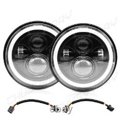 For VW Beetle 1967-1979 7 Inch Round LED Headlights Halo Angel Eyes DRL Light