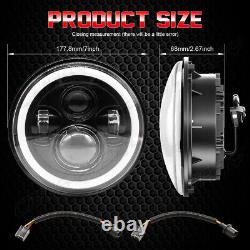 For VW Beetle 1967-1979 7-Inch Round LED Headlights Halo Angel Eyes DRL Light
