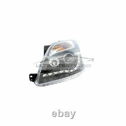Ford Fiesta Mk6 2002-2009 Black DRL Devil Eye Head Light Lamp Pair Left & Right