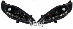 Ford Fiesta Mk7 08-12 Black Drl Led R8 Design Projector Front Headlights