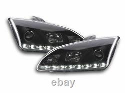 Ford Focus 2 Black Projector Headlights With Drl Daytime Driving Lights 05-2008