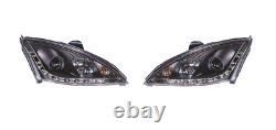 Ford Focus MK1 2001 2005 Black DRL Style Projector Head Lights 1 Pair