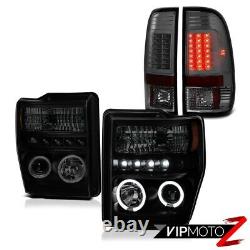 Halo DRL SINISTER BLACK Smoke Headlights LED Tail Lights Ford F250 F350 08 09 10