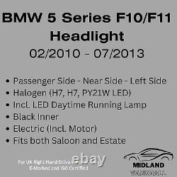 Headlight BMW 5 Series F10 F11 Passenger Side 2010-2013 LED DRL Saloon Estate