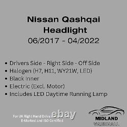Headlight Nissan Qashqai J11 Drivers Side LED DRL Headlamp Black 2017-2022