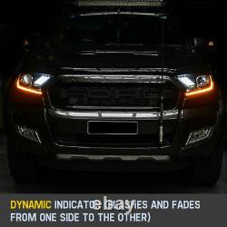 Headlights For Ford Ranger Everest 2015-ON Mustang style H11 Halo DRL HEAD LIGHT
