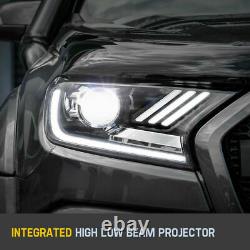 Headlights For Ford Ranger Everest 2015-ON Mustang style H11 Halo DRL HEAD LIGHT