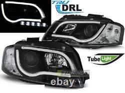 Headlights LED DRL Inside LTI Light Tube for AUDI A3 8P 03-08 Black LHD LPAUB1-E
