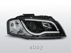 Headlights LED DRL Inside LTI Light Tube for AUDI A3 8P 03-08 Black LHD LPAUB1-E